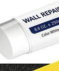 Close-up of wall repair putty showing label details, 8.8 oz, white color. Part of Drywall Repair Paste Wall Mending Putty With Scraper And Crack Filler Kit For Quick Do It Yourself Home Fixes In Apartments Farmhouses Dorms Bedrooms Living Rooms Kitchens Balconies Garages And Basements.