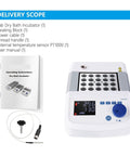 Digital Dry Bath Incubator With Led Display And Aluminum Heating Block For Lab Use showing delivery scope including manual and accessories.