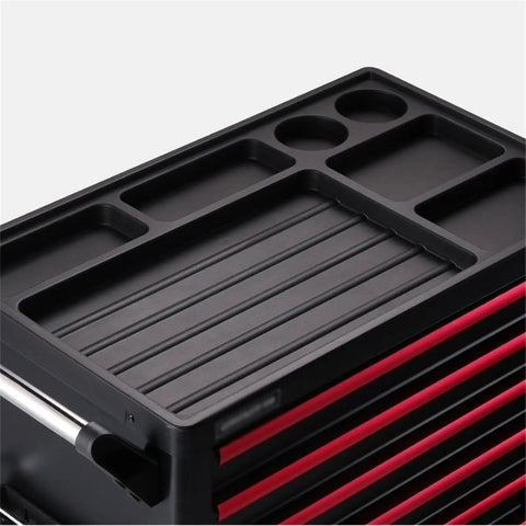 Top view of Beefy Heavy Duty Steel Tool Box With 7 Lockable Drawers, Rolling Tool Cabinet showing storage organizer compartments