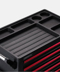 Top view of Rolling 3 Drawer Tool Chest Cabinet for Garage and Workshop, showing compartments and handle.