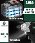 20V Brushless Cordless Impact Wrench And Driver Kit with 4.0Ah lithium battery and built-in LED for home garage use