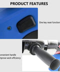 Close-up of Heavy Duty Electric Ratchet Cable Cutter features, showing convenient handle and one key reset button.