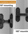 90/180 Degree Flip Barn Door Lock Security Latch For Sliding Doors And Cabinets Easy Install Privacy Gate Lock Matte Black