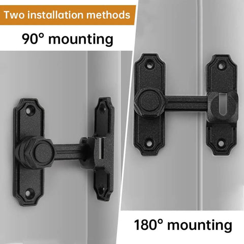 90/180 Degree Flip Barn Door Lock Security Latch For Sliding Doors And Cabinets Easy Install Privacy Gate Lock Matte Black