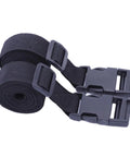 Heavy Duty Camping Lashing Straps With Nylon Quick Release Buckles For Securing Luggage And Backpacks Tents And Outdoor Gear On Adventures Road Trips And Everyday Travel, black nylon straps with buckles shown.