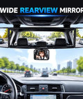 Level Up Your Daily Flow With This Hella Wide Panoramic Rearview Mirror For Tesla Cybertruck Boasting A Triple Panel Convex Setup shows driver view with panoramic rearview mirror.