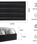 Top view of Nespresso Vertuo Pod Drawer Organizer For Countertop, Fits All Vertuo Capsules, 13.59 By 9 Inch, black material, dimensions shown.