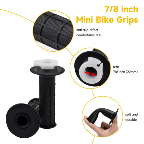 Seven Eighth Inch Mini Bike Throttle Handlebar Grips 22 Millimeter Fit For Coleman CT200U, focus on grip texture and size