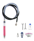 Air Micro Pencil Die Grinder 1/8 Inch Collet High Speed Pneumatic Polishing And Cutting Tool, 65,000 RPM, accessories laid out