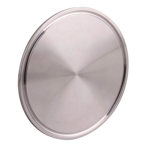 End cap for tri-clamp, stainless steel 304, 4-inch tube OD, front view.
