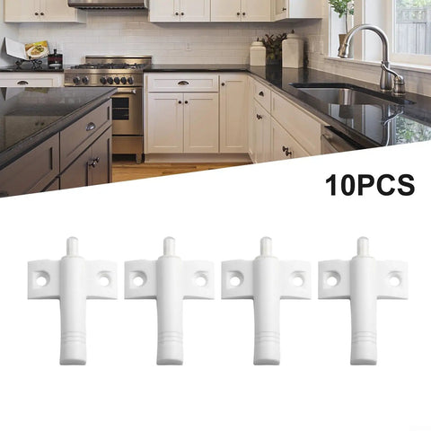 Smooth Quiet Close Cabinet Dampers And Drawer Buffers Keep Your Cupboards Chill And Slam Free With Sleek Invisible Hardware For Easy Kitchen Or Bathroom Upgrades In A 10 Piece Set, white 10PCS installation hardware in a modern kitchen.