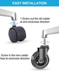 Set Of Five Heavy Duty Three Inch Swivel Caster Wheels With Three Eighths Inch UNC Threaded Stem Two With Safety Dual Brakes And Three Brakeless Quiet Rubber Wheels installation guide