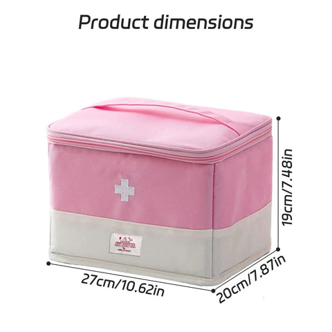 Grab And Go Travel Medicine Bag Organizer For First Aid Kits Empty Medical Bag For Home Travel Camping Car Hiking And Outdoor Emergencies Spacious 10.6 By 7.9 By 7.5 Inch Pink Gear Case, front view