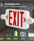 6 Pack Red Exit Signs With Emergency Lights Dual LED Adjustable Heads Battery Backup Hard Wired UL Listed 120/277V AC Exit Sign Combo