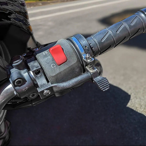 Universal Cruise Control Throttle Lock for Motorcycles, Easy Clamp Handlebar Grip on a motorcycle, reducing rider fatigue