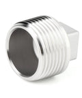 Two Pack Outer Square Thread Socket Pipe Plug Fitting 2 Inch NPT Male 304 Stainless Steel Corrosion Resistant Industrial Grade Plumbing Connector