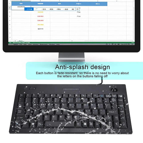 Heavy Duty Wired USB Keyboard With Eighty Eight Keys Dead Silent Business Keypad For Quick Data Entry Or Chill Gaming Sessions Bulletproof Design Plug And Play Ready, featuring anti-splash design and rubber backpad.