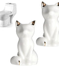 Set Of 2 Ceramic Cat Style Toilet Bolt Caps White Seat Screw Covers Heavy Duty Bathroom Hardware No Sweat Install Cute decorative cat anchors.