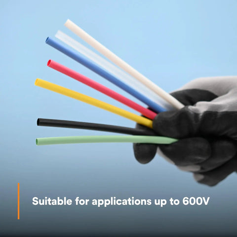 Hand holding Heat Shrink Thin Wall Tubing Assortment Pack With Six Inch Pieces, Three Each Of Seven Colors, FP-301 Quarter Inch Size
