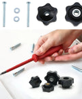 Ergonomic T Track Knob Kit With Galvanized Screws Nuts And Washers Set Of 6 for One Quarter Twenty Thread Bolts in use.