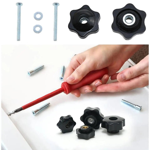 Ergonomic T Track Knob Kit With Galvanized Screws Nuts And Washers Set Of 6 for One Quarter Twenty Thread Bolts in use.