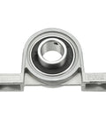 2 Pack KP002 15mm Bore Zinc Alloy Pillow Block Bearing With Self Aligning Inner Ball Insert Flanged Base Rust Resistant And Built To Last For Industrial Machinery Use, front view