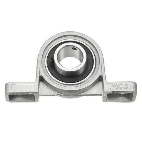 2 Pack KP002 15mm Bore Zinc Alloy Pillow Block Bearing With Self Aligning Inner Ball Insert Flanged Base Rust Resistant And Built To Last For Industrial Machinery Use, front view