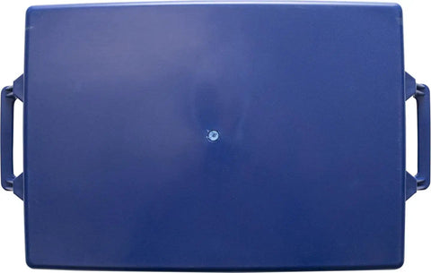 Top view of Foam Concrete Kneeler Board With Extra Large Handles, Hard Bottom Padded Knee Pad For Concrete Finishing, blue tray.