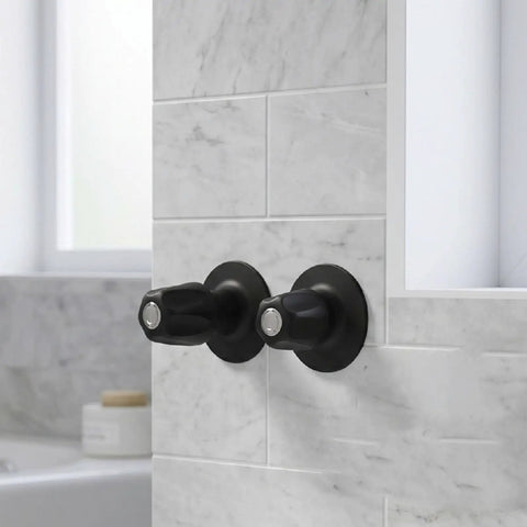 Upgrade Your Bath Game With This Solid Zinc Alloy 2 Set Shower Knob Kit For Windsor Series Faucet Handles To Look Fresh Cool And Durable, black
