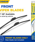Top Shelf Front Wiper Blades 26 Inch Plus 18 Inch 2 Pack J And U Hook No Fuss Install For Hyundai Sonata Honda Civic Toyota Camry Jeep Cherokee Chevy Malibu, 2 front wiper blades displayed with packaging.