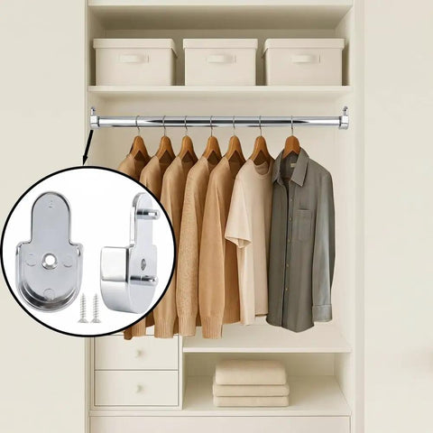 Heavy Duty Zinc Alloy Closet Rod Brackets For Wardrobe Pole Holder With Adjustable Height And Secure Support Durable Closet Pole Socket Set Includes 2 Brackets For Easy Install