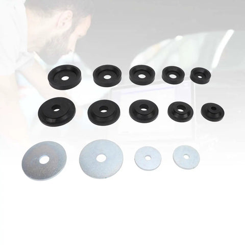 Sheet Metal Dimple Die Set For Harbor Press And Hydraulic Punch Driver Kit With Carbon Steel Flared Hole Tool And Nylon Backing Discs Heavy Duty Fabrication Accessory For Durable Sheet Metal Work, black nylon backing discs and silver washers