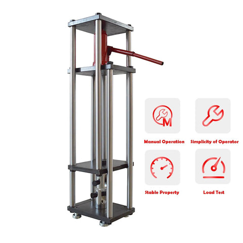 5 Ton Manual Hydraulic Tensile Test Stand With Push Pull Force Gauge And Compression Frame For Material Testing, Built Tough Jack System, Adjustable Stroke 125mm, 240mm Compression Chamber, 120mm Gripping Range, manual steel frame