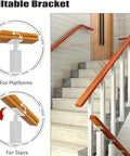 Pro Grade Adjustable Side Mount Railing Kit Featuring 270 Degree Flat Brackets And Square Iron Spindle Post For Stair Deck Porch Or Fence Built From Premium Wrought Iron With Tough Anti Rust Coating For Quick Setup And Serious Curb Appeal In Classic, showing tiltable bracket on stairs.