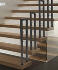 Bulletproof U Shaped Stair Handrail Heavy Duty Stainless Steel Step Railing Featuring Reinforced Base And Hella Comfy Grip For Indoor Outdoor Home Projects on wooden stairs.