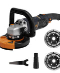 Pro Grade Concrete Grinder And Sander 1500W With 5 Inch Angle Kit 7 Speed Settings From 1000 To 8500 RPM Removable Guard For Polishing