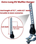 1 Pack Universal RV Exhaust Hanger And Tail Pipe Bracket For Generator Muffler Replacement detail view with measurements