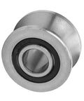 Straight Up Top Tier U22 Track Roller Bearing Using A Slick Yoke Mount For 8mm Shafts Rolled From Hardened 9Cr18 Steel, side view.