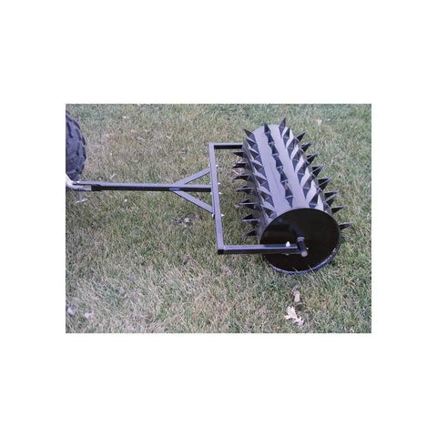 36 Inch Wide Lawn Aerator Roller With 78 Steel Spikes And 24 Gallon Water Holder For Behind Mower Or ATV Use on grass