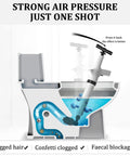 Diagram of 9 In 1 Air Plunger Kit For Toilets, Drains, Kitchens And Bathrooms With 9 Heads in toilet, showing air pressure action.