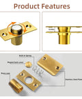 Magnetic Closet Door Latch Set Gold Finish With Solid Brass Body And Stainless Steel Striking Plate For Concealed Pantry Locks components