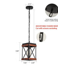 Dope Rustic Farmhouse Pendant Light With Wood And Metal Cage One Light Adjustable Chains Industrial Mini Pendant Ceiling Fixture For Kitchen Island Cafe Bar Black with adjustable chain details and canopy dimensions