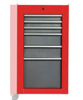 Heavy Duty Six Drawer Side Cabinet In Bold Red Enamel Finish Crafted From Reinforced Steel For Max Shop Utility And Hassle Free Organization Throughout 19 Inch Width front view