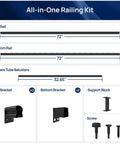 Components of Rock Solid Aluminum Porch And Deck Railing Kit With 6 Foot Span And 36 Inch Height, including rails and balusters.