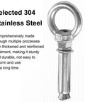 Concrete Wall Bolt Anchor Hook With Expansion Screw, 304 Stainless Steel Eye Bolts, Cement Wall Hanging Fastener Set