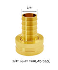 Premium 2-Pack Solid Brass Garden Hose Connector with 3/4 Inch Barb To Female GHT Thread For Tough Outside Sprinklers And Faucet Hookups 3/4 inch