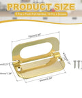 Slick Low Profile Flush Ring Pulls Solid Zinc Alloy Drawer Handles Coated In A Crisp Gold Finish 5 Pack showing size and screws.