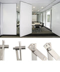 Set Of Four Low Noise Door Pivot Hinges For Hidden Bookcase Doors Built Tough With Stainless Steel Invisible Hardware 360 Degree Shaft Seamless Look And Smooth Operation For Interior And Exterior Doors showcasing installed in office.