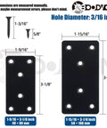 Heavy Duty Black Mending Plate For Wood Furniture Repair And Rock Solid Metal Brace Bracket With Rust Proof Finish dimensions and hole details