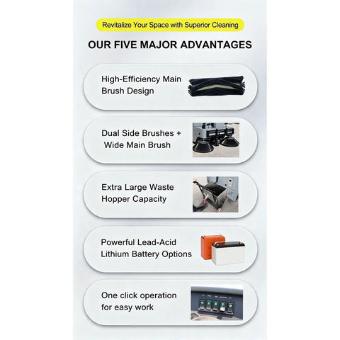 Heavy Duty Warehouse Cleaning Sweeper With Industrial Floor Maintenance Machine For Big Spaces And Smooth Concrete Floors Easy Operation And High Performance Efficiency